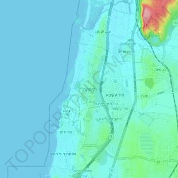 Caesarea topographic map, elevation, terrain