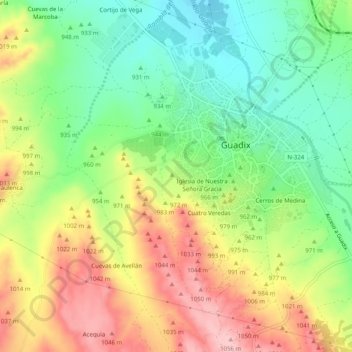 Ermita Nueva topographic map, elevation, terrain