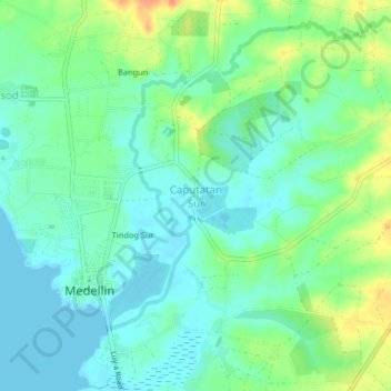 Caputatan Sur topographic map, elevation, terrain