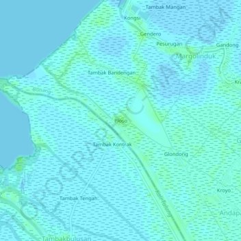 Ploso topographic map, elevation, terrain