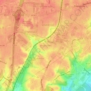Windsor Estates topographic map, elevation, terrain