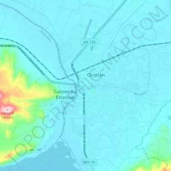 Ocotlán topographic map, elevation, terrain