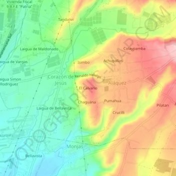 El Calvario topographic map, elevation, terrain