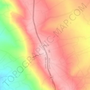 Lugulu topographic map, elevation, terrain