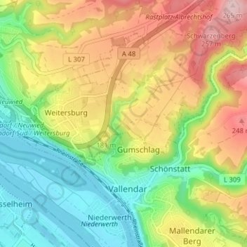 Wüstenhof topographic map, elevation, terrain