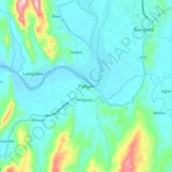 Pidigan topographic map, elevation, terrain