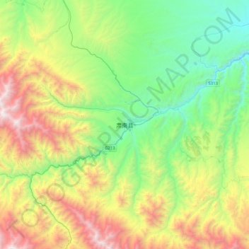 肃南县 topographic map, elevation, terrain