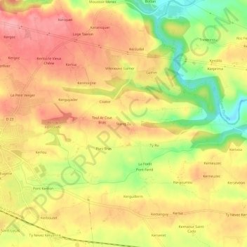 Stang Zu topographic map, elevation, terrain