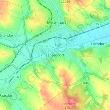Lanzendorf topographic map, elevation, terrain