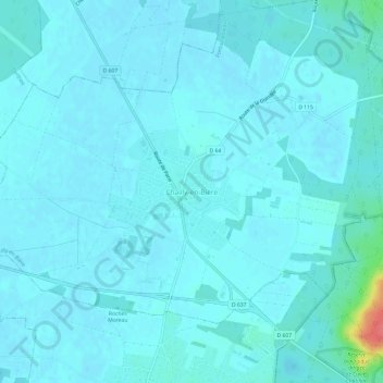 Chailly-en-Bière topographic map, elevation, terrain