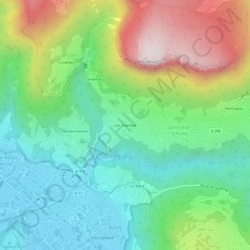 Les Thermes topographic map, elevation, terrain