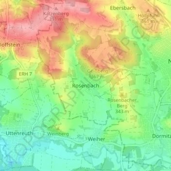 Rosenbach topographic map, elevation, terrain