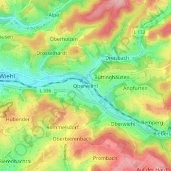 Oberwiehl topographic map, elevation, terrain