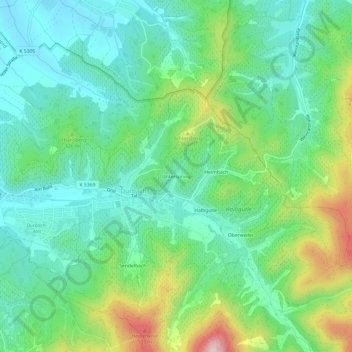 Unterspring topographic map, elevation, terrain