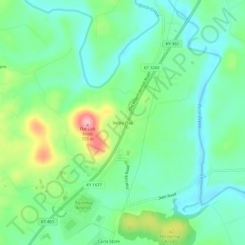 Valley Oak topographic map, elevation, terrain