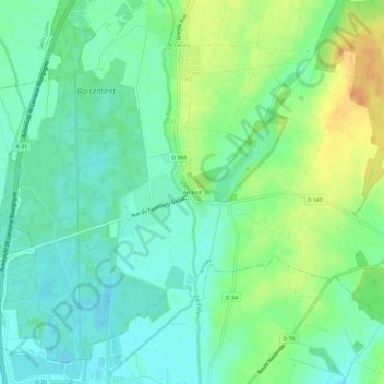 Arcelot topographic map, elevation, terrain