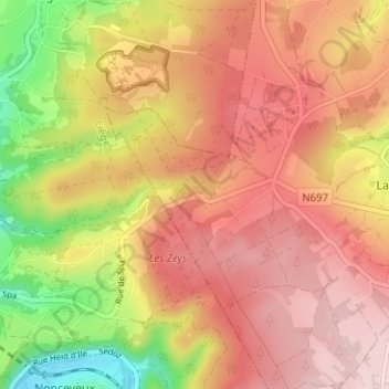 Gervôva topographic map, elevation, terrain