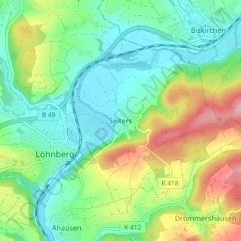 Selters topographic map, elevation, terrain