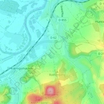 Metrich topographic map, elevation, terrain