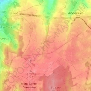 Ansuelle topographic map, elevation, terrain