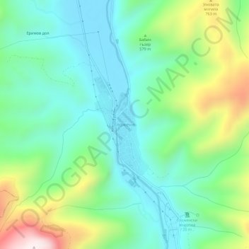 Glozhene topographic map, elevation, terrain