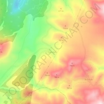 Dündar topographic map, elevation, terrain