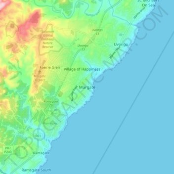 Margate topographic map, elevation, terrain