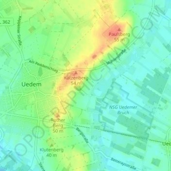 Uedemerfeld topographic map, elevation, terrain
