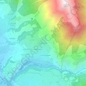 Haute Boyère topographic map, elevation, terrain