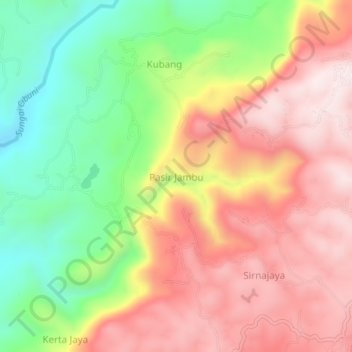 Pasir Jambu topographic map, elevation, terrain