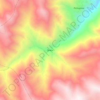 Queta topographic map, elevation, terrain