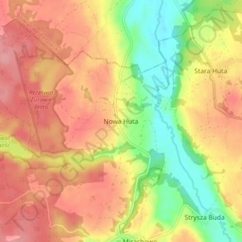 Nowa Huta topographic map, elevation, terrain