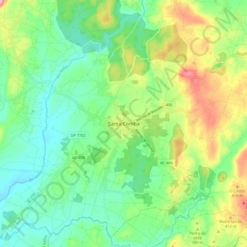 Santa Comba topographic map, elevation, terrain