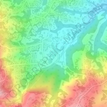 Téfam topographic map, elevation, terrain