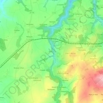 Keranot topographic map, elevation, terrain