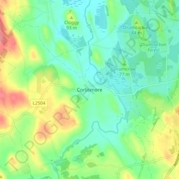 Corlismore topographic map, elevation, terrain