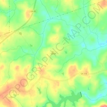 Sardis topographic map, elevation, terrain
