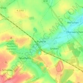 Runthal topographic map, elevation, terrain