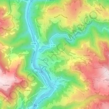Le Puech topographic map, elevation, terrain