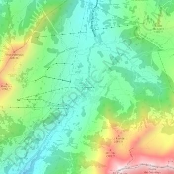 Les Mosses topographic map, elevation, terrain