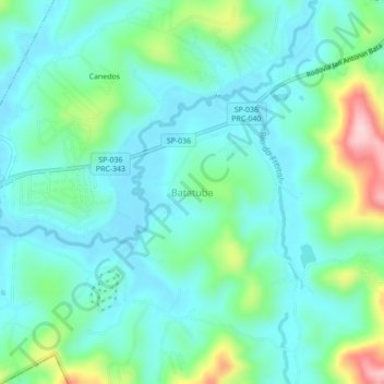 Batatuba topographic map, elevation, terrain