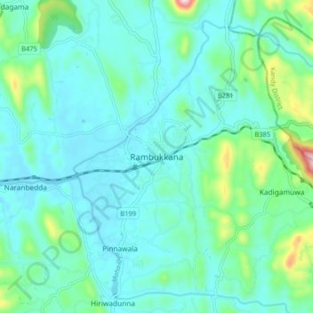 Rambukkana topographic map, elevation, terrain