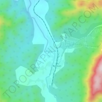 Barsuan topographic map, elevation, terrain