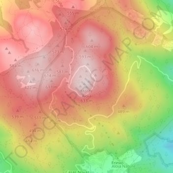 Monte Aloia topographic map, elevation, terrain