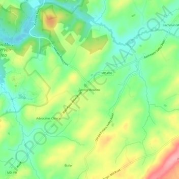 Spring Meadow topographic map, elevation, terrain