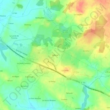 Bellevue topographic map, elevation, terrain