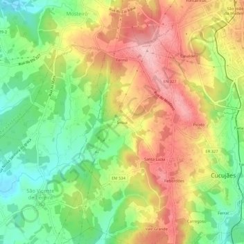 Ínsua topographic map, elevation, terrain