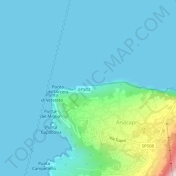Blue Grotto topographic map, elevation, terrain