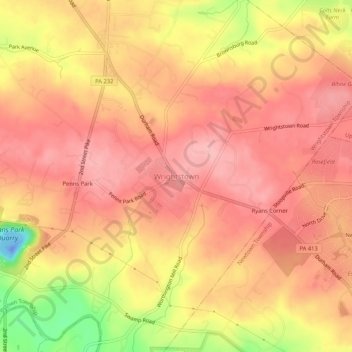 Wrightstown topographic map, elevation, terrain