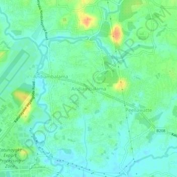 Andiambalama topographic map, elevation, terrain